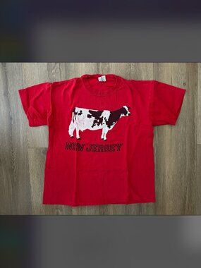 Vintage 80s NEW JERSEY Cow Tee Signal Label